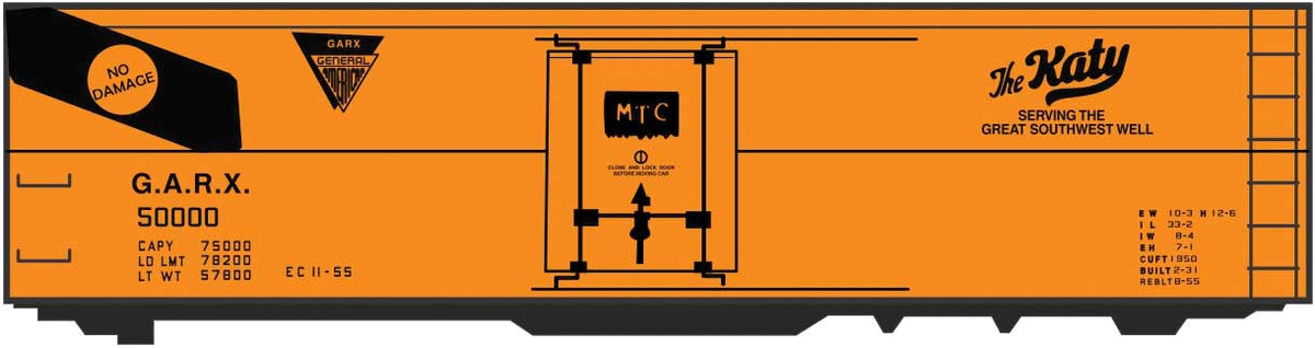 Railroad Decal Set -- Missouri-Kansas-Texas GARX 40' Wood Reefer (Katy Logo)