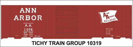 Railroad Decal Set -- Ann Arbor 40' Steel Boxcar (Large Flag Logo)