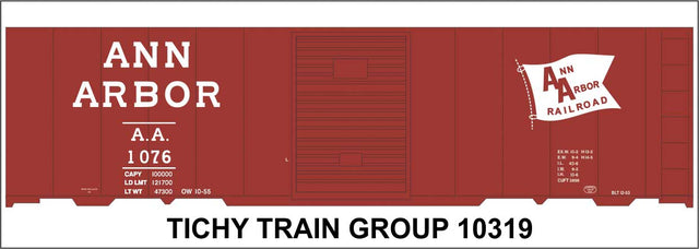 Railroad Decal Set -- Ann Arbor 40' Steel Boxcar (Large Flag Logo)