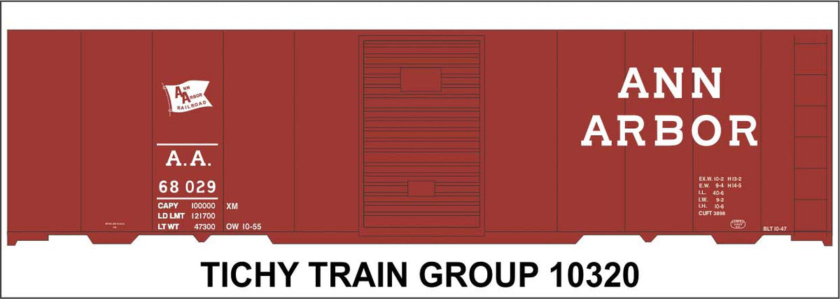 Railroad Decal Set -- Ann Arbor 40' Steel Boxcar (Small Flag Logo)