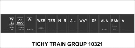 Railroad Decal Set -- Western Railway of Alabama 1952 41' Steel Gondola