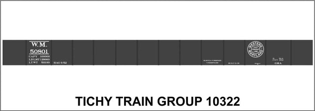 Railroad Decal Set -- Western Maryland 1939 52' Steel Gondola with Straight Sill