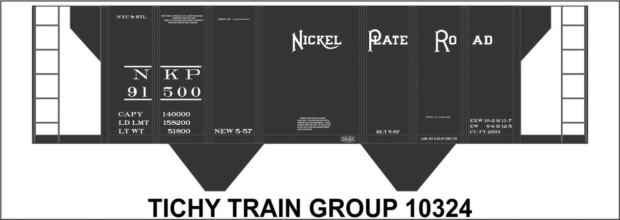 Railroad Decal Set -- Nickel Plate Road 2-Bay Covered Hopper