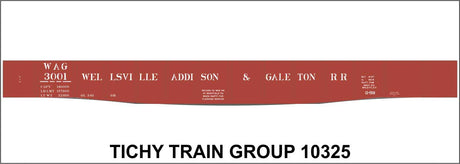 Railroad Decal Set -- Wellsville, Addison & Galeton 52' Steel Gondola with Fishbelly Sill