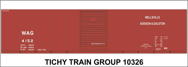 Railroad Decal Set -- Wellsville, Addison & Galeton 40' Steel Boxcar