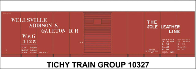 Railroad Decal Set -- Wellsville, Addison & Galeton 40' Steel Boxcar (Sole Leather Line Slogan)