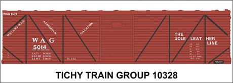 Railroad Decal Set -- Wellsville, Addison & Galeton 40' Single-Sheathed Wood Boxcar (Sole Leather)