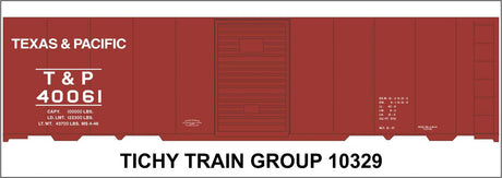 Railroad Decal Set -- Texas & Pacific 40' Steel Boxcar