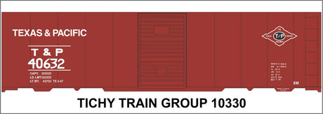 Railroad Decal Set -- Texas & Pacific 40' Steel Boxcar (with T&P Logo)