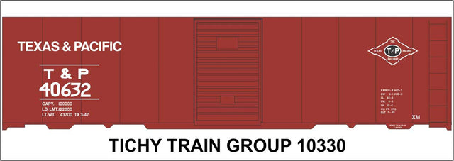 Railroad Decal Set -- Texas & Pacific 40' Steel Boxcar (with T&P Logo)