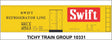 Railroad Decal Set -- Swift Refrigerator Line 40' Steel Reefer (yellow, car, red logo)