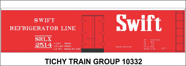 Railroad Decal Set -- Swift Refrigerator Line 40' Steel Reefer (red car)