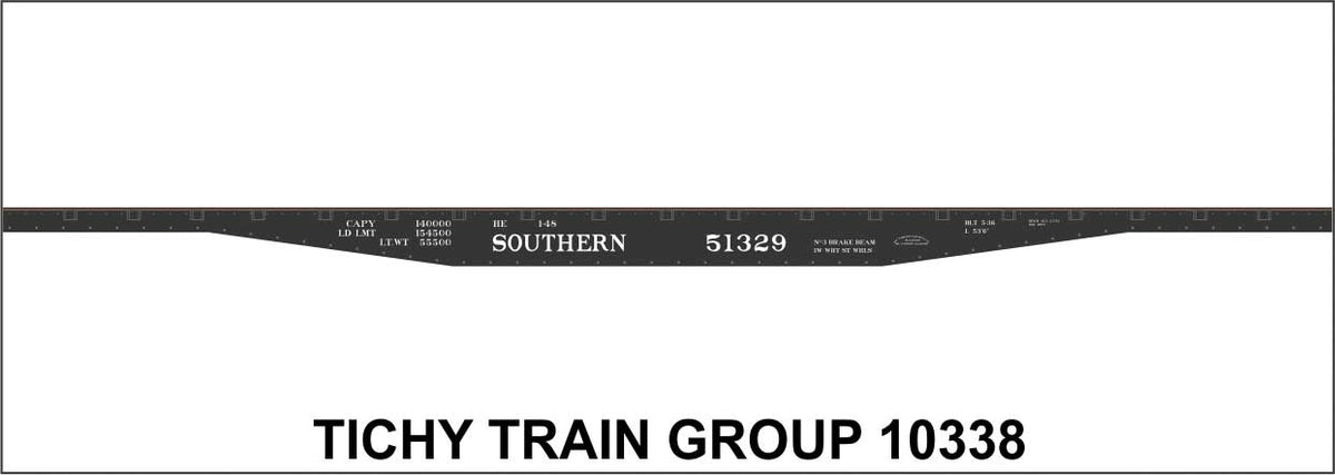 Railroad Decal Set -- Southern Railway 53'6" Steel Flatcar (black car)