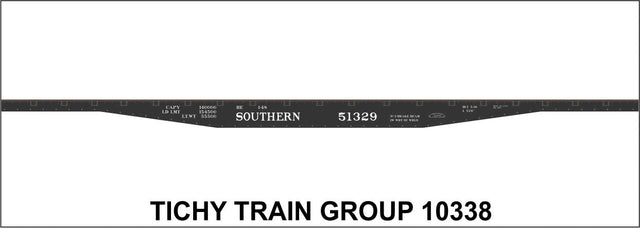 Railroad Decal Set -- Southern Railway 53'6" Steel Flatcar (black car)