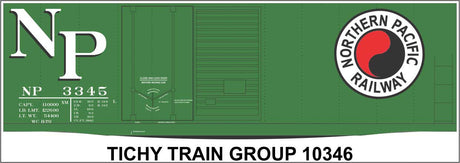 Railroad Decal Set -- Northern Pacific 40' Plug and Sliding Door Boxcar (green car, large Monad Lo
