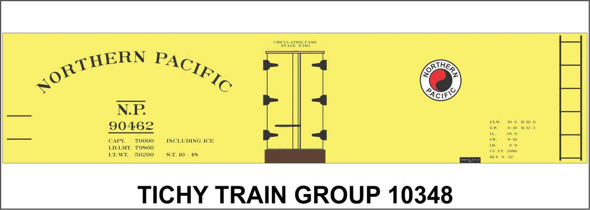 Railroad Decal Set -- Northern Pacific 40' Wood Reefer (yellow car)