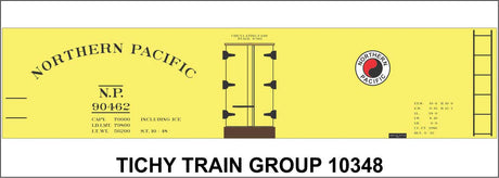 Railroad Decal Set -- Northern Pacific 40' Wood Reefer (yellow car)