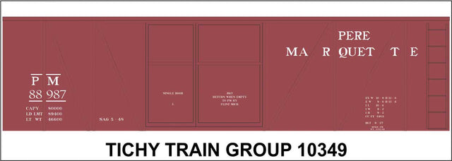 Railroad Decal Set -- Pere Marquette 40' Single-Sheathed Wood 1-1/2-Door Boxcar