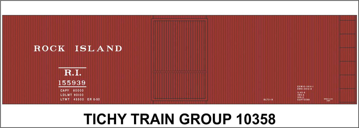 Railroad Decal Set -- Rock Island 40' Steel Boxcar (Boxcar Red Car)