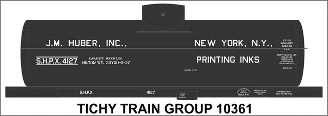 Railroad Decal Set -- J M Huber 8,000-Gallon Single-Dome Tank Car (Printing Ink Service)