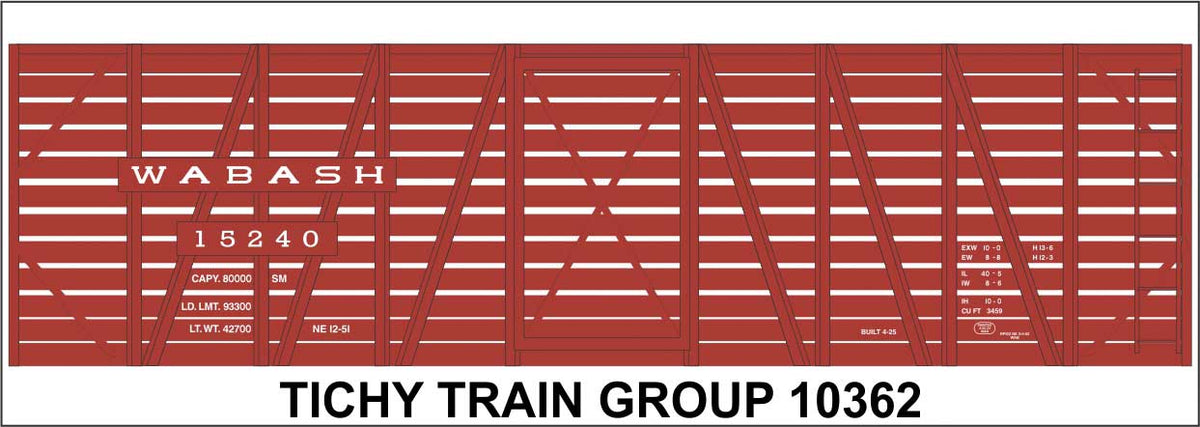 Railroad Decal Set -- Wabash 40' Wood Stock Car