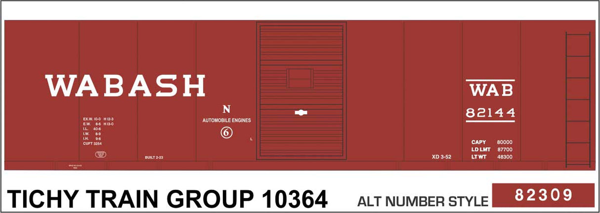 Railroad Decal Set -- Wabash 40' Steel Boxcar