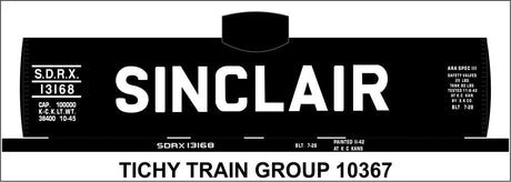 Railroad Decal Set -- Sinclair 8,000-Gallon Tank Car (black car, Billbaord Lettering)
