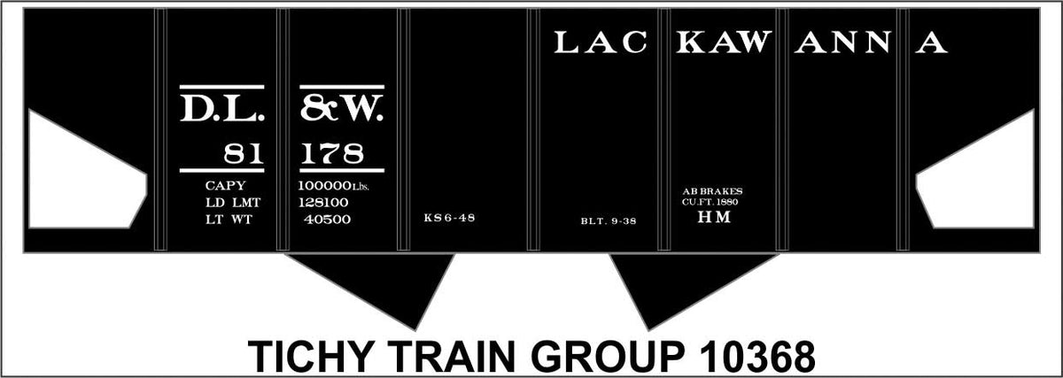Railroad Decal Set -- Delaware, Lackawanna & Western 2-Bay Steel Hopper