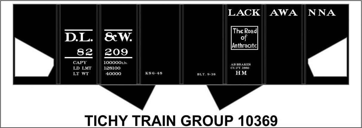 Railroad Decal Set -- Delaware, Lackawanna & Western 2-Bay Steel Hopper (Anthracite Logo)
