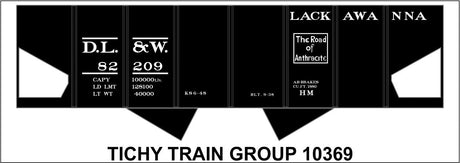 Railroad Decal Set -- Delaware, Lackawanna & Western 2-Bay Steel Hopper (Anthracite Logo)