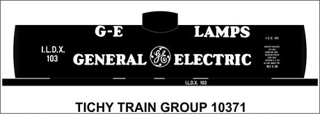 Railroad Decal Set -- General Electric GE Lamps Tank Car (black car)