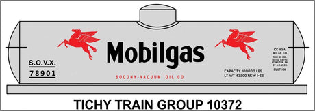 Railroad Decal Set -- Mobilgas Tank Car SOVX (large lettering, red Pegasus Logo)