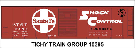 Railroad Decal Set -- Santa Fe 40' Steel Boxcar (red car, Shock Control, Large Logo)