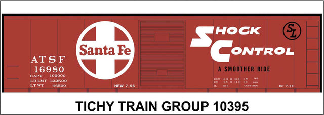 Railroad Decal Set -- Santa Fe 40' Steel Boxcar (red car, Shock Control, Large Logo)