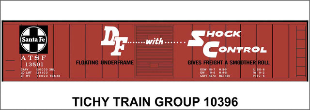 Railroad Decal Set -- Santa Fe 50' Steel Boxcar (red car, Shock Control, Square Logo)