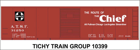 Railroad Decal Set -- Santa Fe 40' Steel Boxcar (Boxcar Red Car, The Chief, Square Logo)