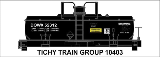 Railroad Decal Set -- Dow Chemical Bromine Tank Car