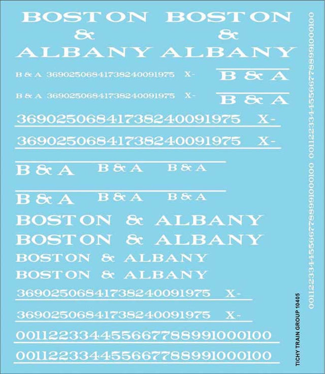 Railroad Decal Set -- Boston & Albany Roadname Set (white)