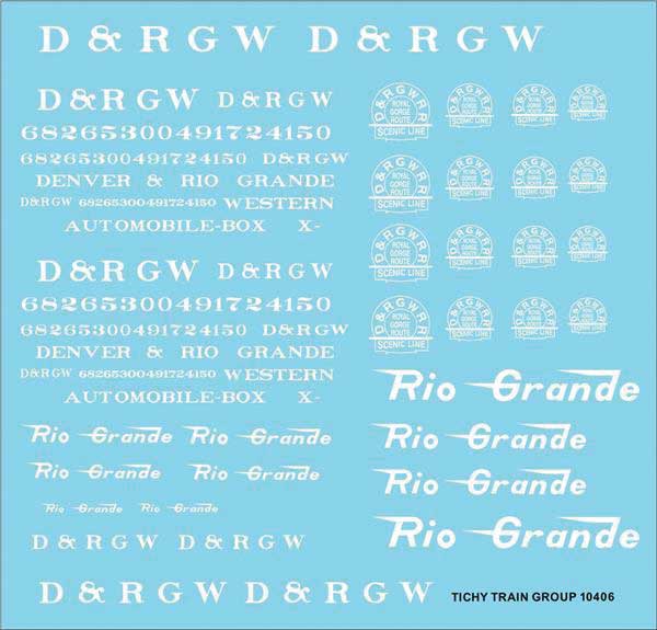 Railroad Decal Set -- Denver & Rio Grande Western Roadname Set (white)