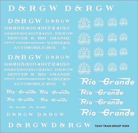 Railroad Decal Set -- Denver & Rio Grande Western Roadname Set (white)
