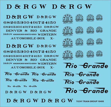 Railroad Decal Set -- Denver & Rio Grande Western Roadname Set (black)