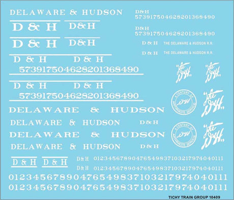 Railroad Decal Set -- Delaware & Hudson Roadname Set (white)