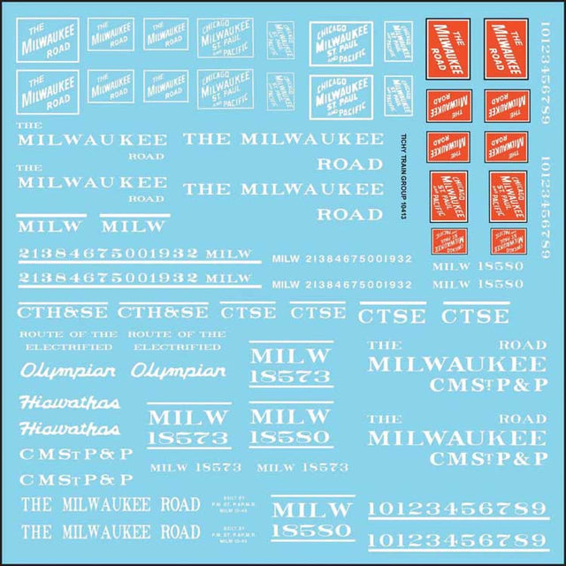 Railroad Decal Set -- Milwaukee Road Roadname Set (white)