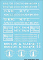 Railroad Decal Set -- Boston & Maine - MTC Roadname Set (white)