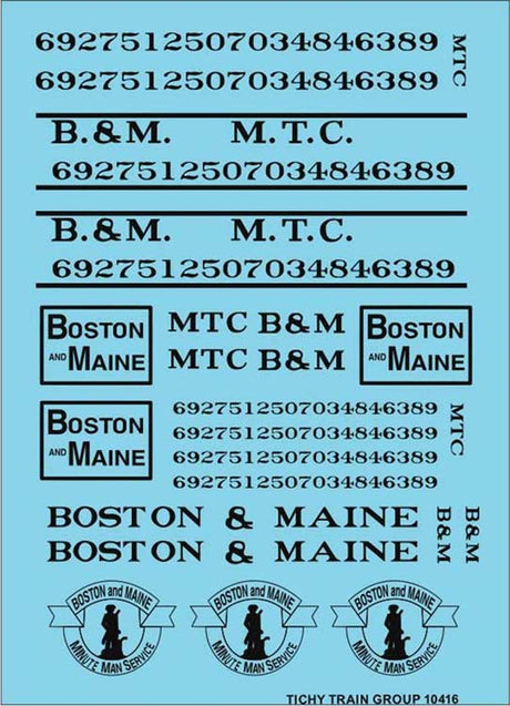 Railroad Decal Set -- Boston & Maine - MTC Roadname Set (black)