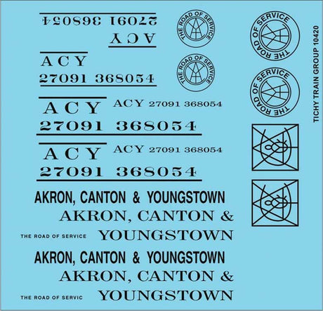 Railroad Decal Set -- Akron, Canton & Youngstown Roadname Set (black)