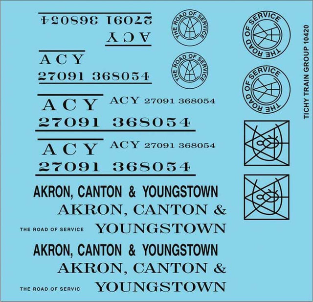 Railroad Decal Set -- Akron, Canton & Youngstown Roadname Set (black)