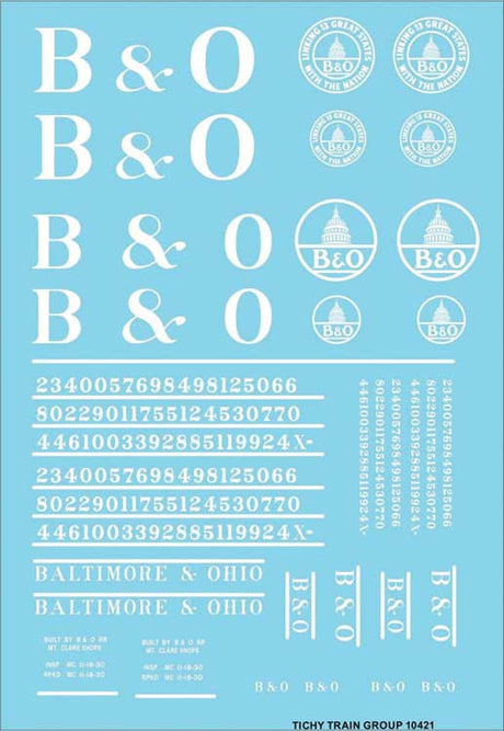 Railroad Decal Set -- Baltimore & Ohio Roadname Set (white)