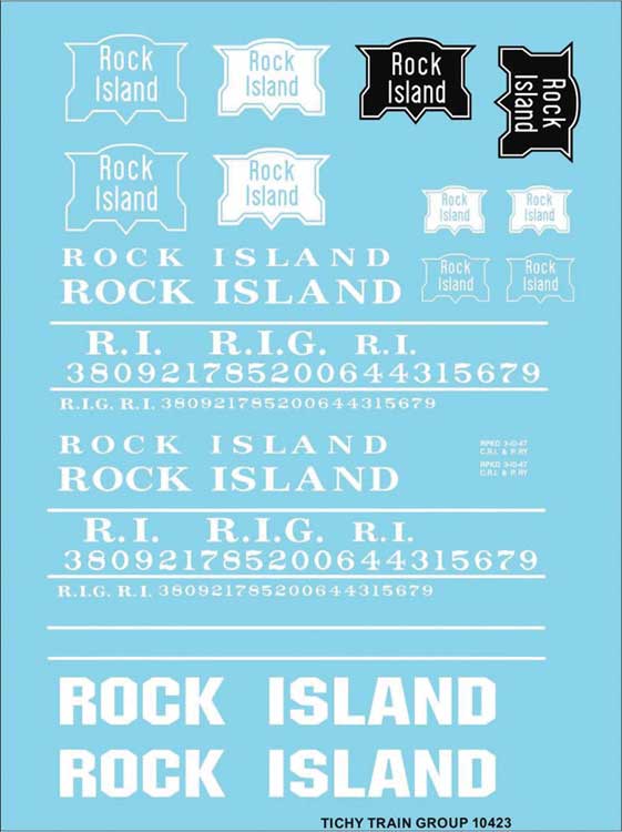 Railroad Decal Set -- Rock Island Roadname Set (white)