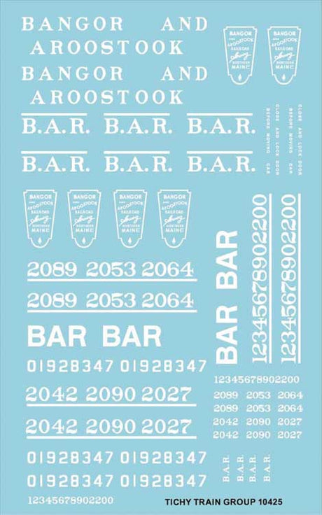 Railroad Decal Set -- Bangor & Aroostook Roadname Set (white)